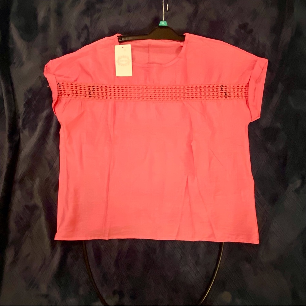 Camisa Rose Lace Panel Crewneck Top Women’s XL